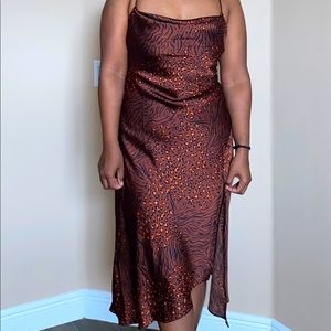 Astr the label - Animal Print Slip Dress with Thigh Split